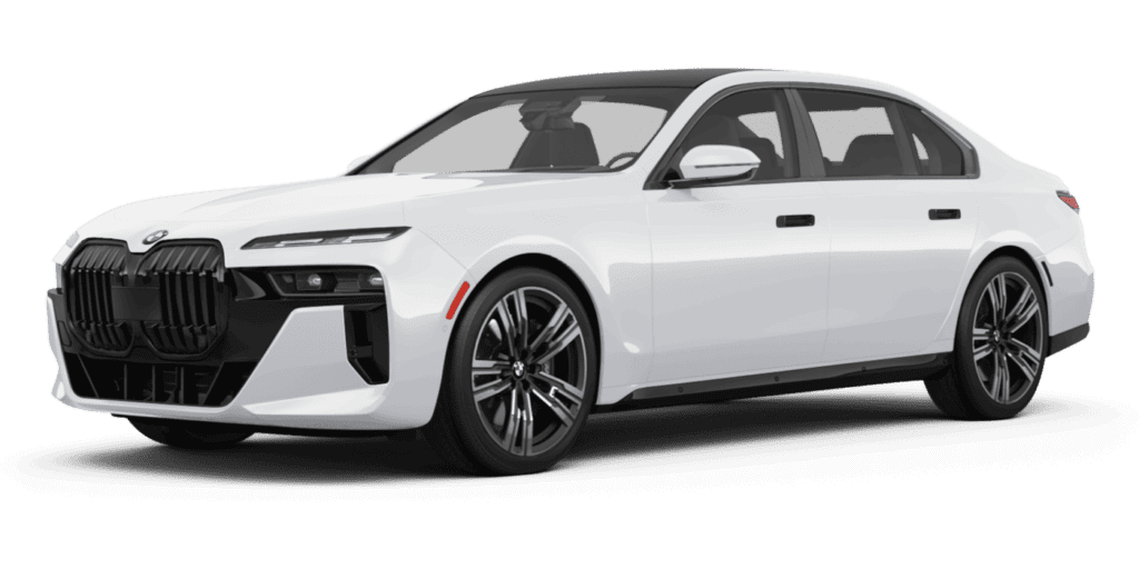 2024 BMW 7 Series white full color driver side front quarter